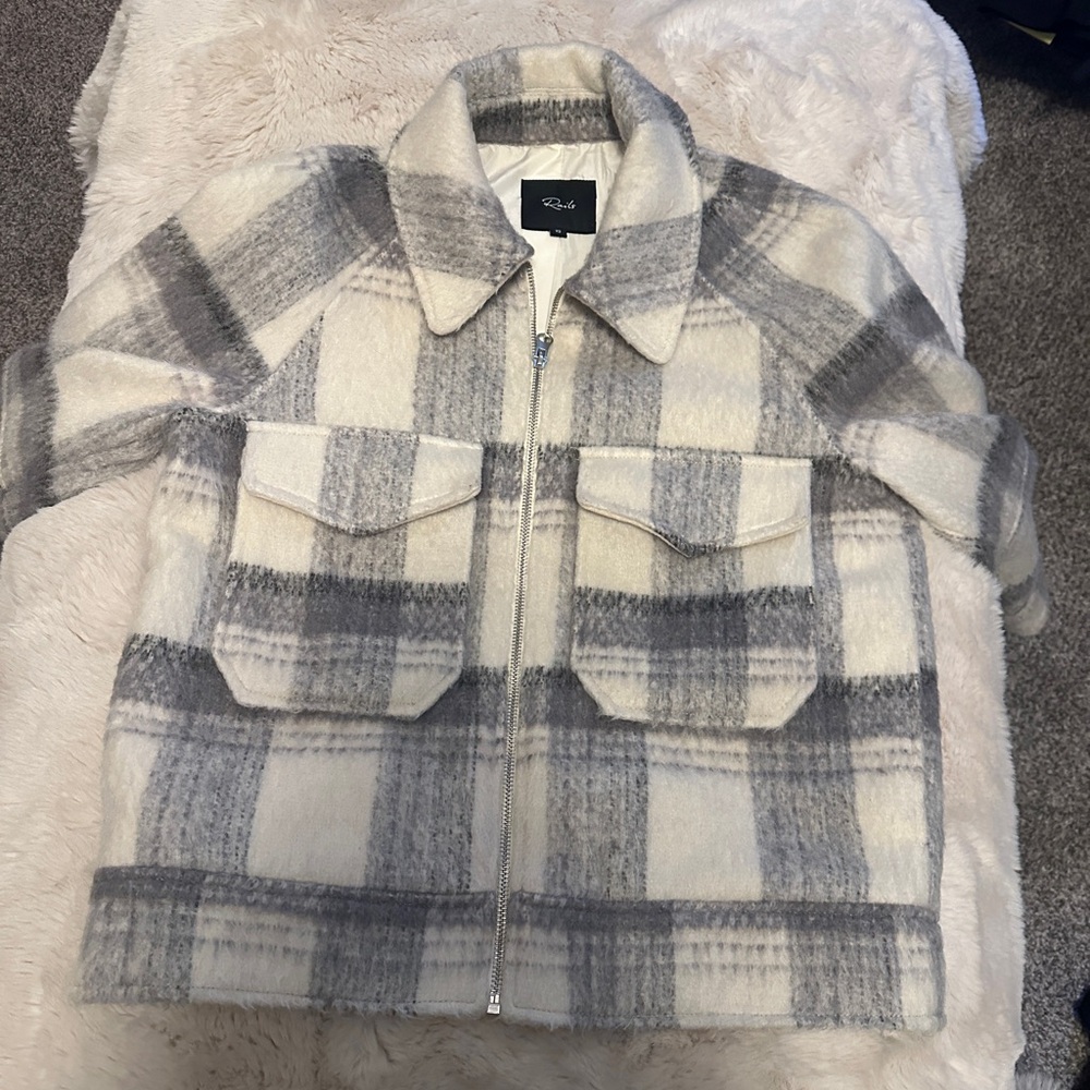 Rails Gray and Cream Plaid Utility Jacket